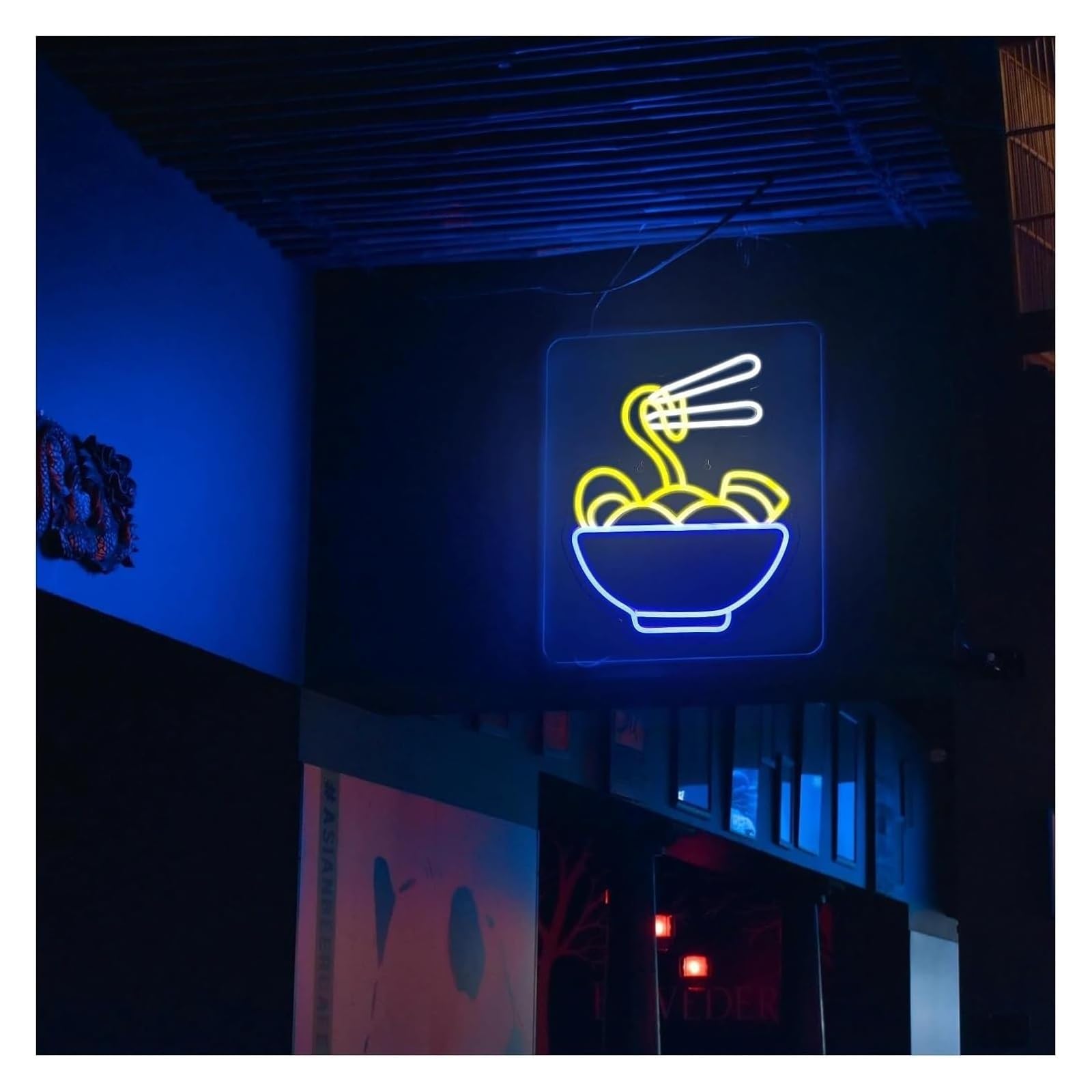 Señal de luz de neón Lámpara de neón con ambiente relajante ramen para tienda, restaurante y decoración pared dormitorio