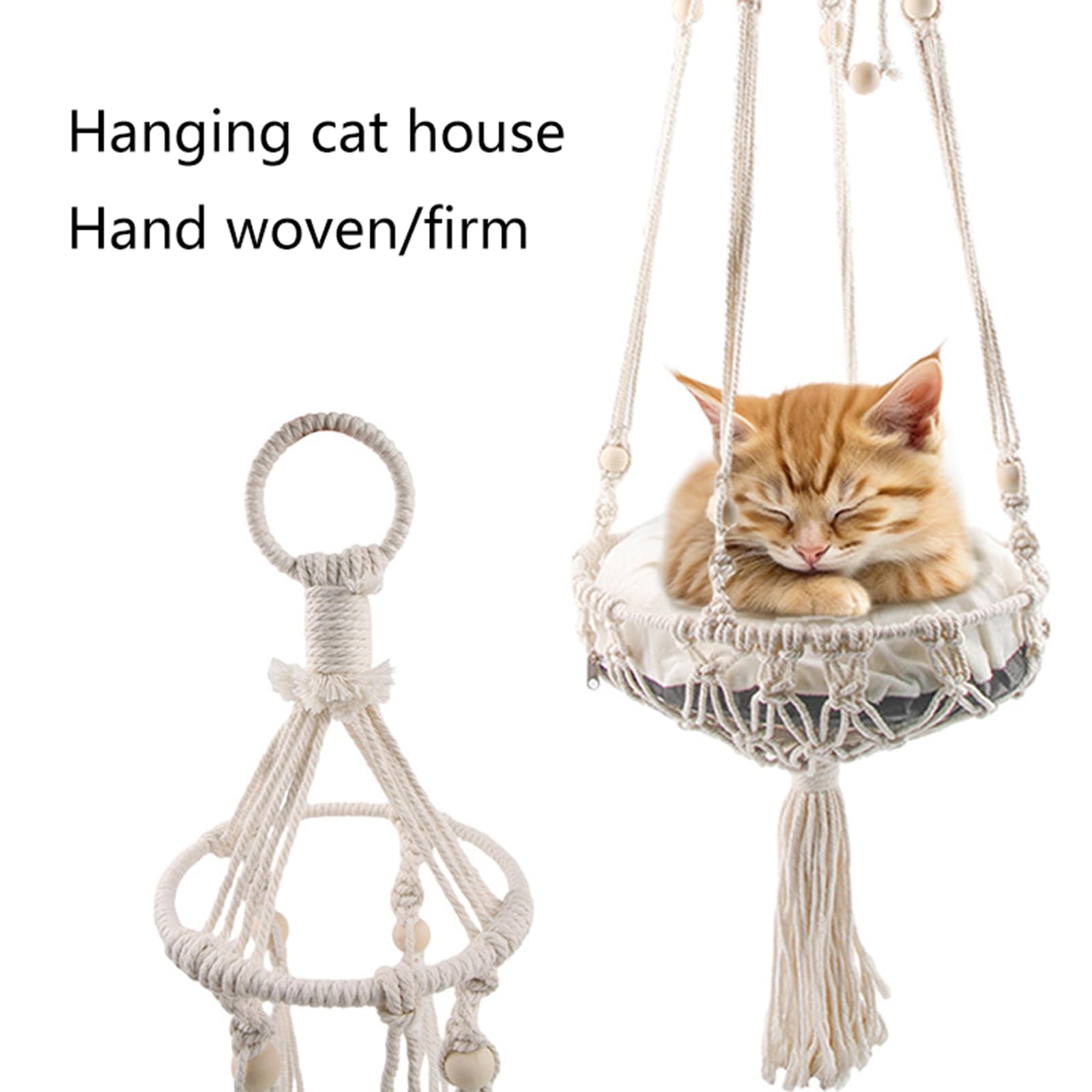 XISAOK Crochet Cat Hammock Kitten Window Seats Hanging Sleeping Bed Anti-Scratching Balcony Perches Resting Bed Cat Supplies