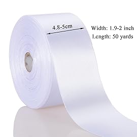 YASEO 2 Inch White Solid Satin Ribbon, 50 Yards Craft Fabric Ribbon for Gift Wrapping Floral Bouquets Wedding Party Decoration