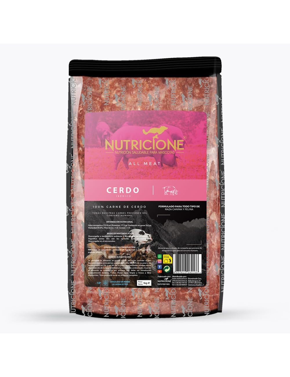 All Meat | Carne de Cerdo para Perros y Gatos - 9kg Congelada (9 Paquetes de 1kg)