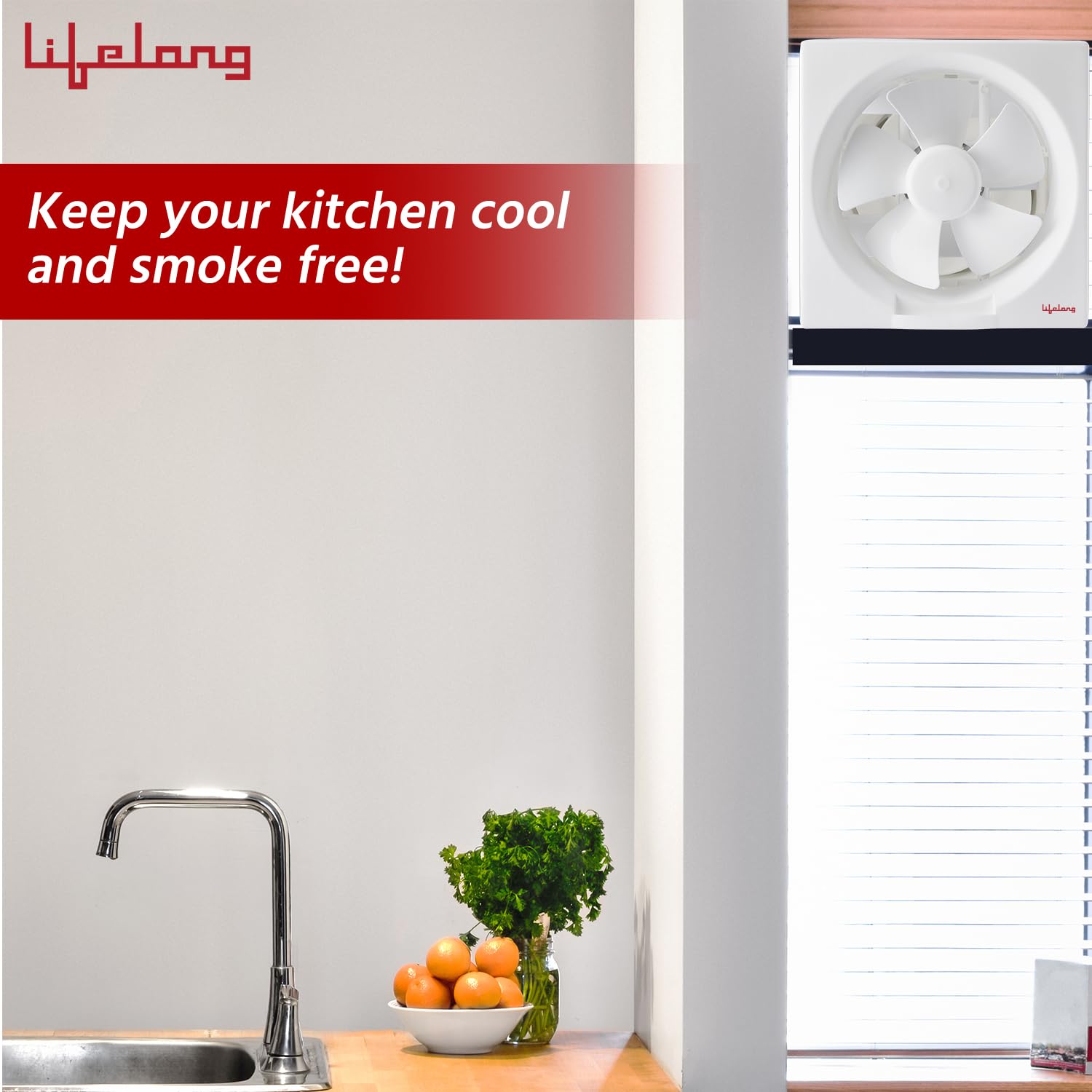 Lifelong Name: 8" Exhaust Fan with Dust protection shutters Color: White Material: PP Product Size: 7.1D x 13W x 11.8H Centimeters