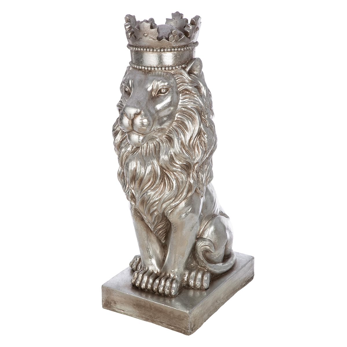 Casablanca Skulptur Löwe - Höhe 70 cm - Silber aus Magnesia - antikfinish - Dekoration Tierfigur - Kunst Wohnaccessoire - Garten