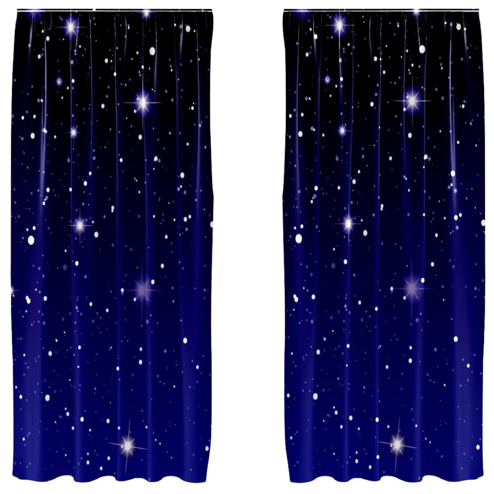 Cortinas opacas azul oscuro con cielo estrellado para una habitación infantil perfecta