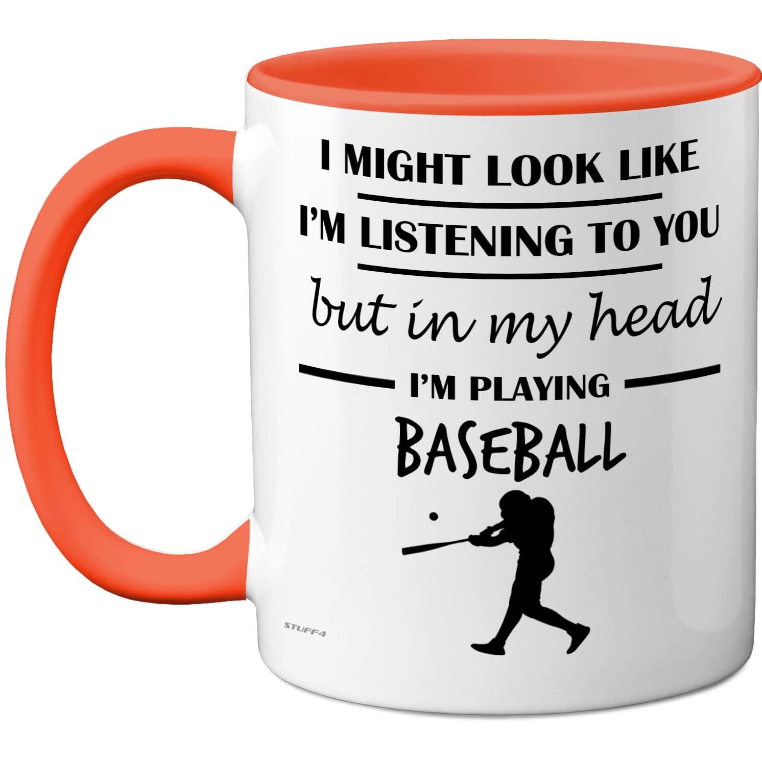 Stuff4 Baseball, in My Head Mug, Orange