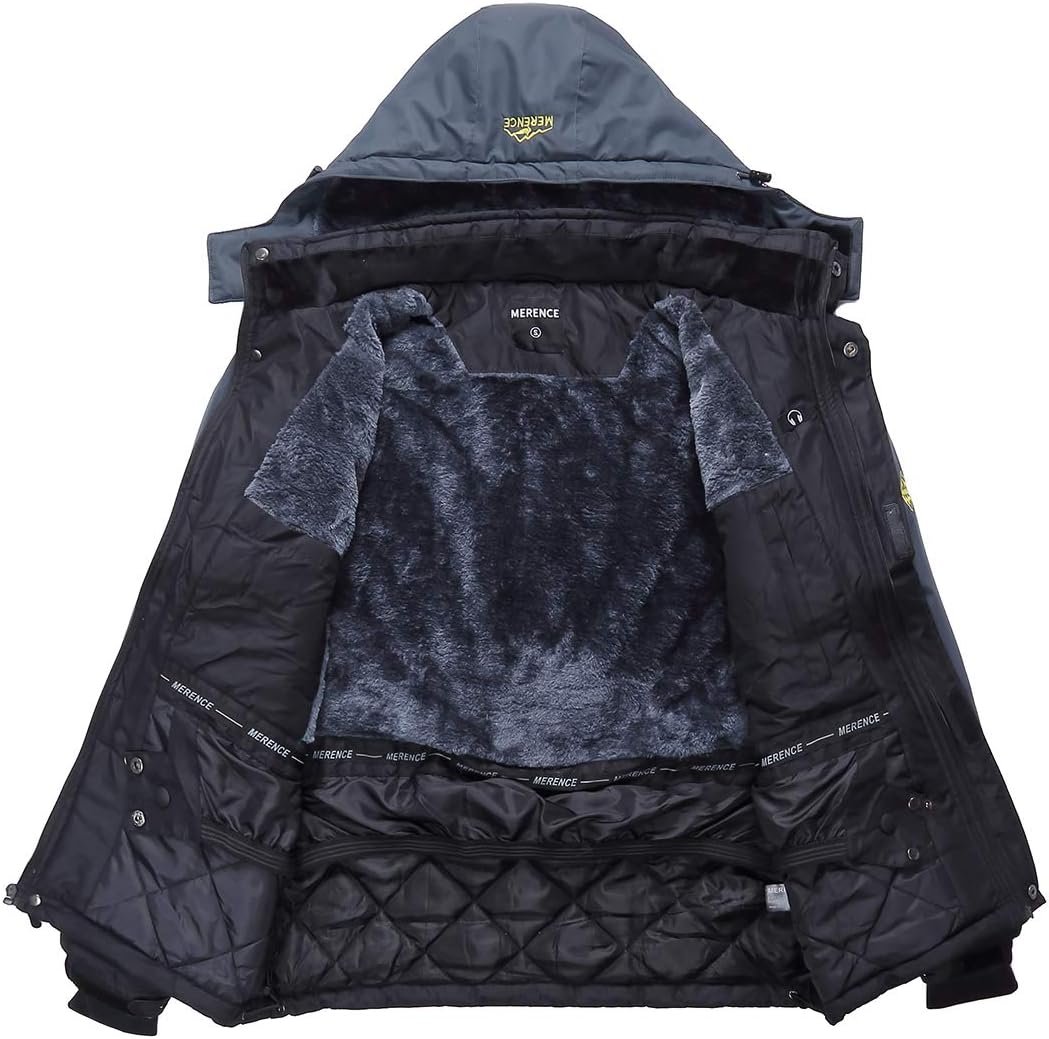 Men's Mountain Waterproof Ski Jacket Windproof Rain Jacket U219WCFY028-Gray-M