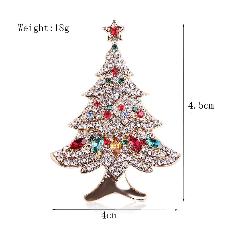 Image of Christmas Brooch Pins Crystal Christmas Tree Snowflake Jingle Bell Reindeer Enamel Brooches Holiday Party Gift for Women