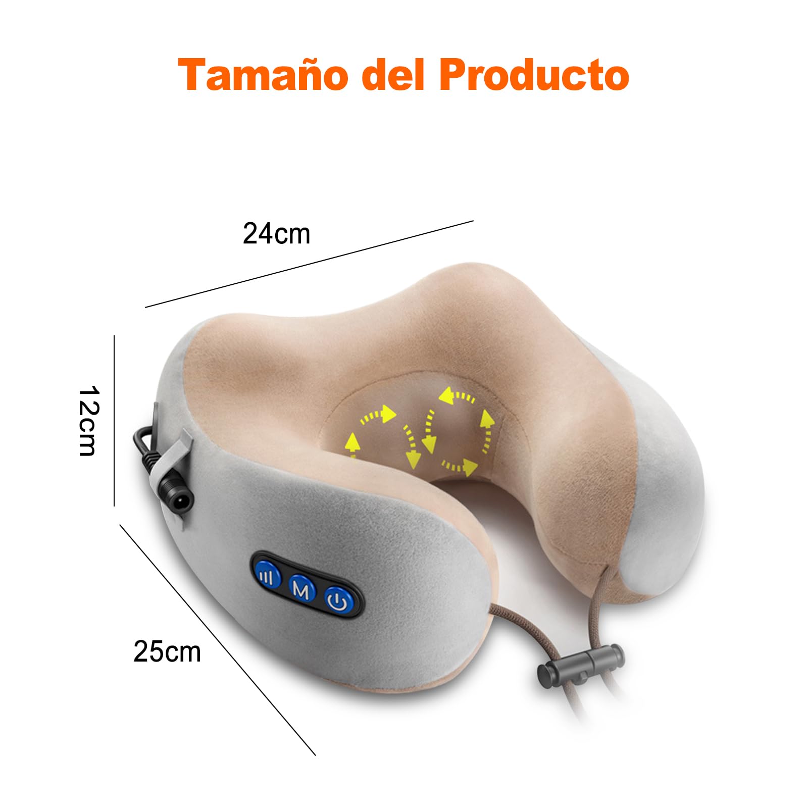 Ergocar Almohada de Masaje Masajeador de Cuello Masajeador Cervical Alivio del Dolor Muscular Almohada de Masaje en Forma de U Para El Hogar y la Oficina (Marrón)