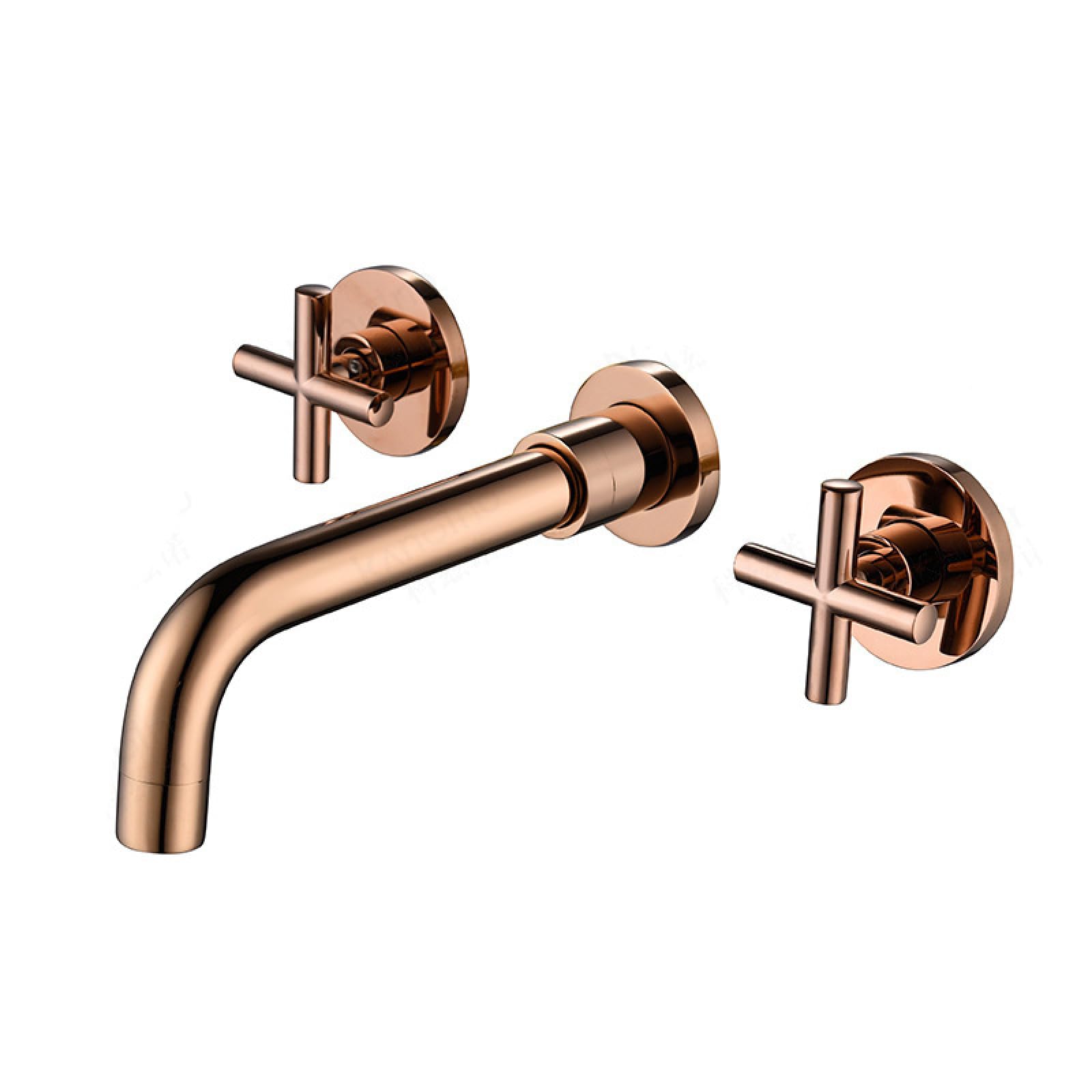 DFGHNBVC Wall Mount Bathroom Sink Faucet,2 Handle Wall Mounted Brass Bathroom Sink Faucet,Basin Faucets 360 Degree Swivel Spout,Hot And Cold Water Mixer Tap Sink Faucet,Gold Mixer Tap Fauc,Rose Gold