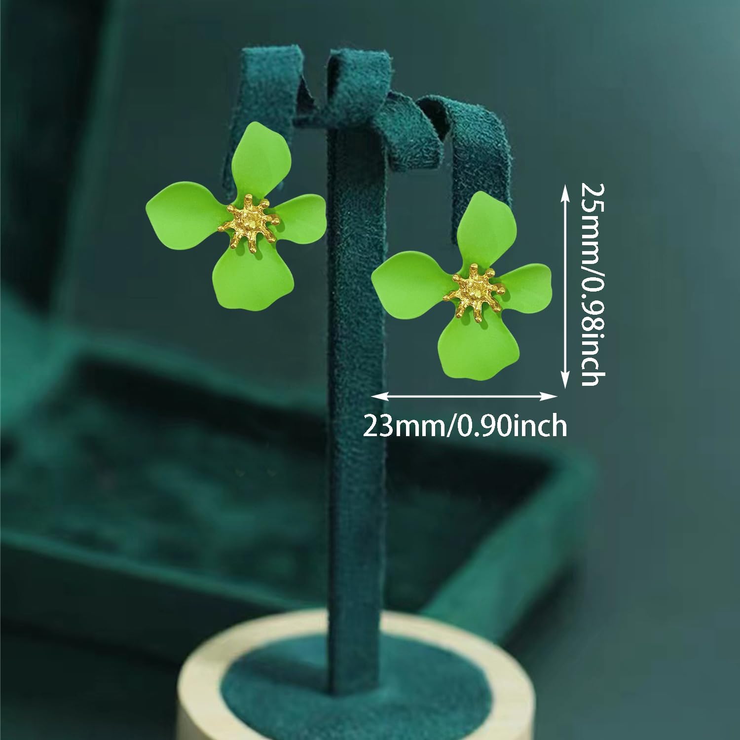 Exquisite Bohemian Style Floral Alloy Stud Earrings Colorful Four Petal Flower Petal Stud Earrings for Women - Image 2