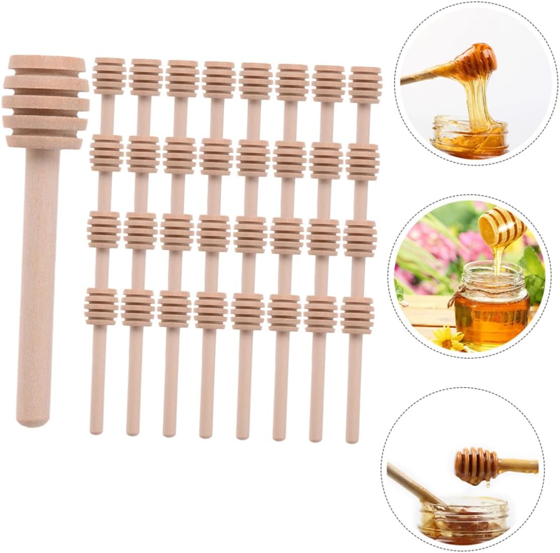 Wooden Honey Dipper Sticks 40pcs for Honey and Jam Stirring image 4