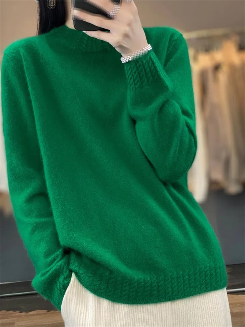 Maglione di lana da donna a collo alto a mezza altezza, per autunno e inverno, lavorato a maglia