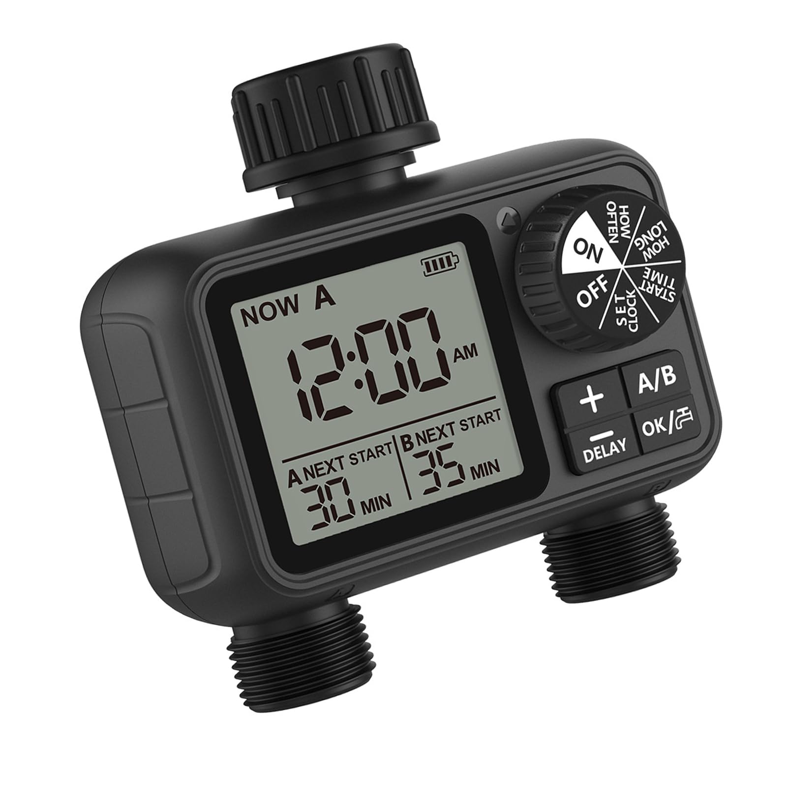 LCD Watering Timer with Two Outlet Design, Programmable 2 Styles Schedule Control for Garden and Greenhouse Home Use Two Outlet Irrigation Timer Garden Watering Hose Programmable Irrigation Lcd Faucet
