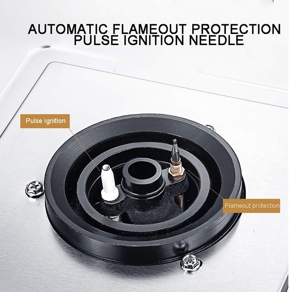 Gas Stoves Gas 71cm Built-in 2 BurnersGas hob Pulse Ignition |Automatic Flameout Protection|Anti-Slip Stove Frame|Zinc Alloy Knob [Energy Class A] (Color : Black Size : NG) (Silver LPG)