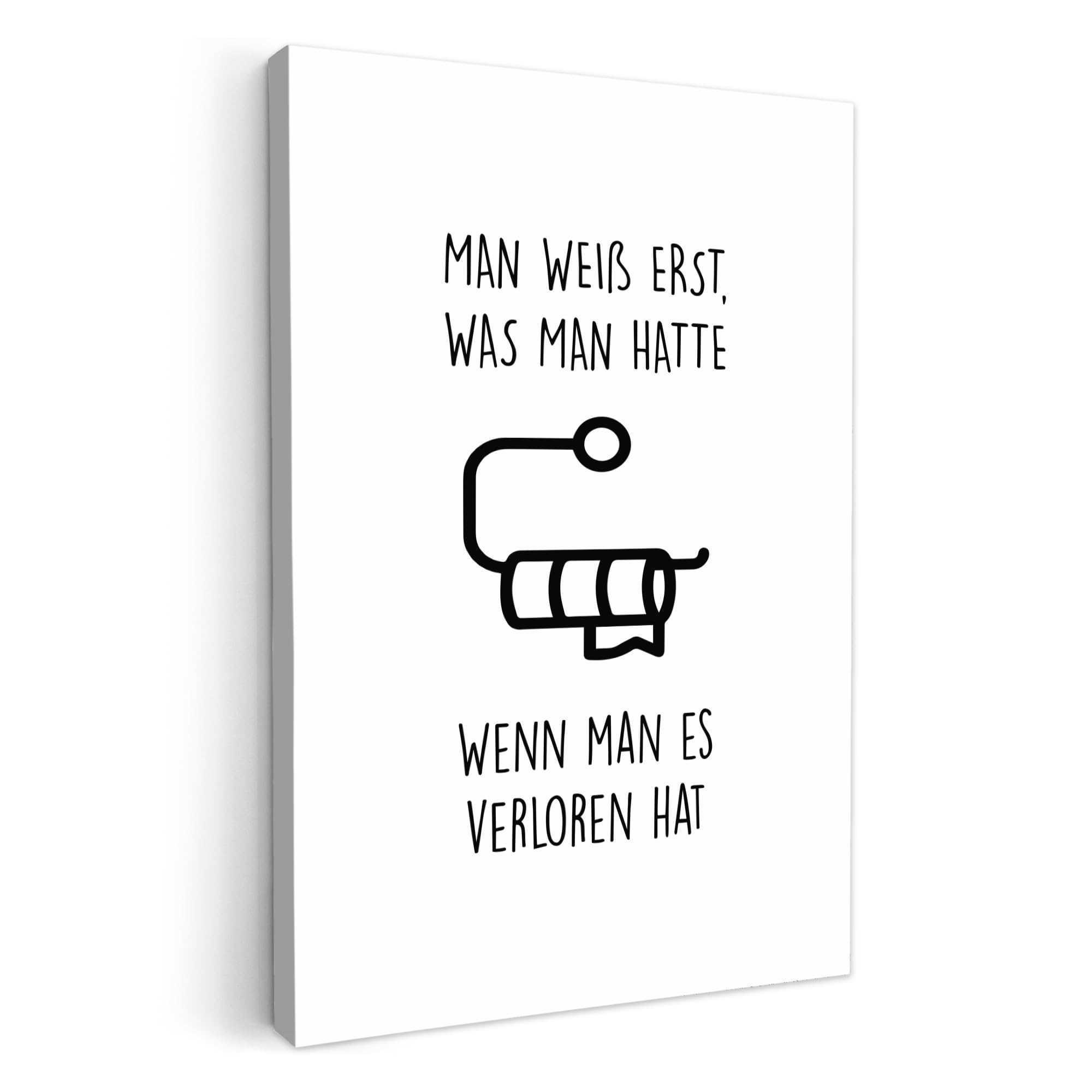 MuchoWow© Canvas Wall Art 60x90 cm Decor Hanging Pictures for Living Room Canvus Artwork Deco Walls Quotes - White - Toilet paper - Humour