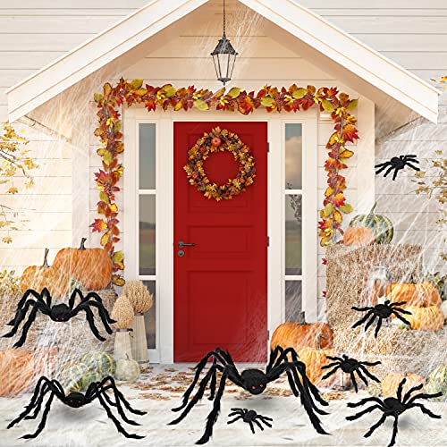 Joyin Halloween Realistic Hairy Spiders Set (8 Pack), Halloween Spider Props, Scary Spiders With Different Sizes For Indoor And Outdoor Decorations (47”, 35”, 30”, 24”,17.5”,17.5”, 12”, 12”) #TOP4