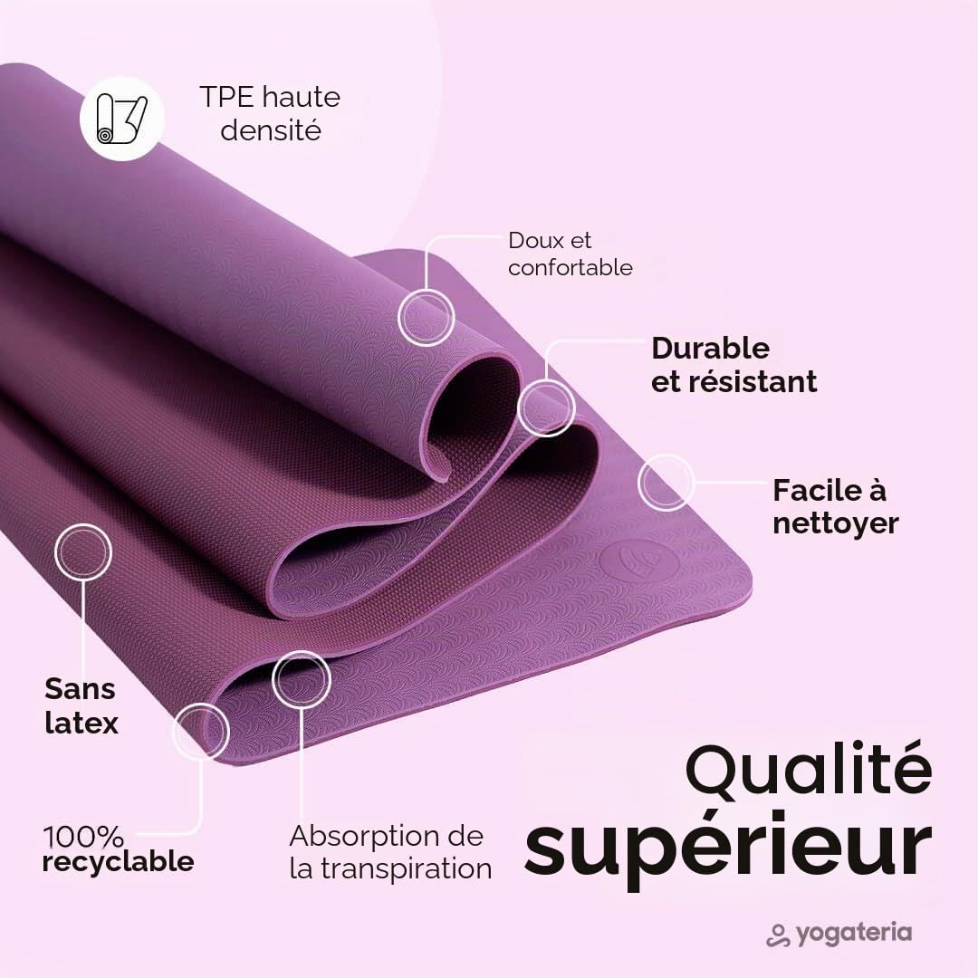 Bodhi Tapis de Yoga “Lotus Pro II” 183 x 60 cm, 6 mm - Surface Tendre et adhérente en Mousse TPE Non-polluante et 100% Recyclable