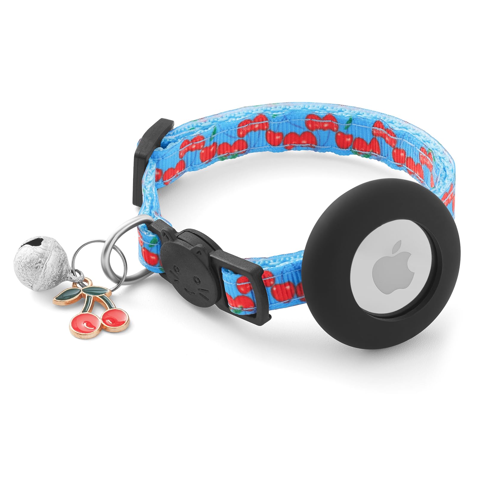 Fruit Airtag Cat Collar Breakaway with Bell,Reflective Kitten Collar with Apple Airtag Cat Collar Holder,Adjustable 7-12In,Safety Buckle for Girl Boy Cats,Pet Supplies,Accessories,Gifts