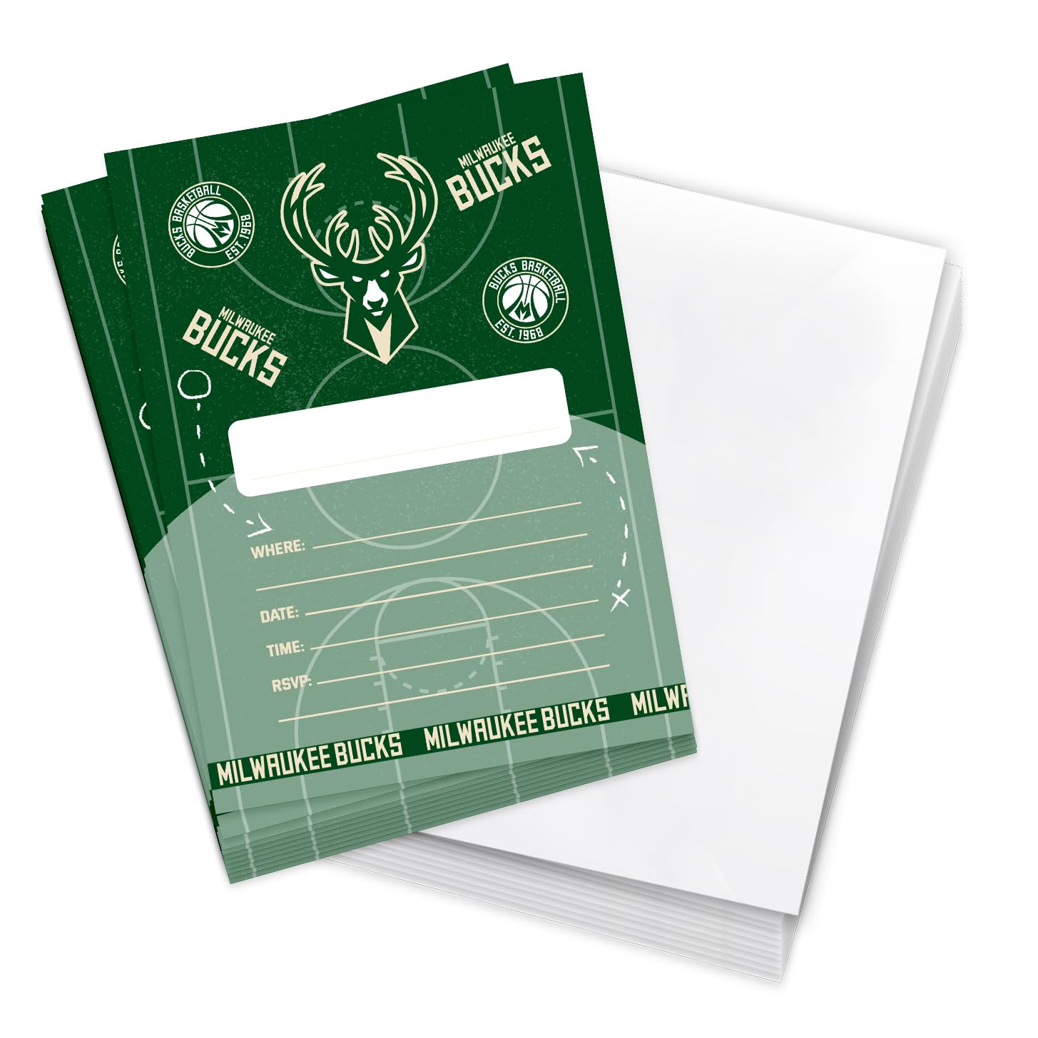 Desert Cactus Milwaukee Bucks Invitations NBA Officially Licensed Invites Happy Birthday Cards 10 Count With Envelopes Boys Girls Kids Party (Style A)