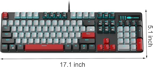 Miniatura 9 de MageGee Teclado mecánico para juegos, teclados retroiluminados azules de 104 teclas con interruptores marrones y teclas de doble disparo, teclado