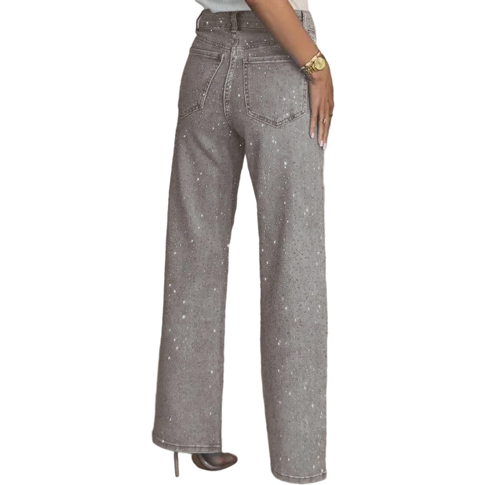 Jeans Donna Curvy Vita Alta Jeans Baggy Casual Leggeri Pantaloni Denim Elasticizzati Gamba Larga Larghi con Tasche Pantaloni Vita Alta Curvy Tempo Libero Y2k Pants Taglie Forti Moda Basic