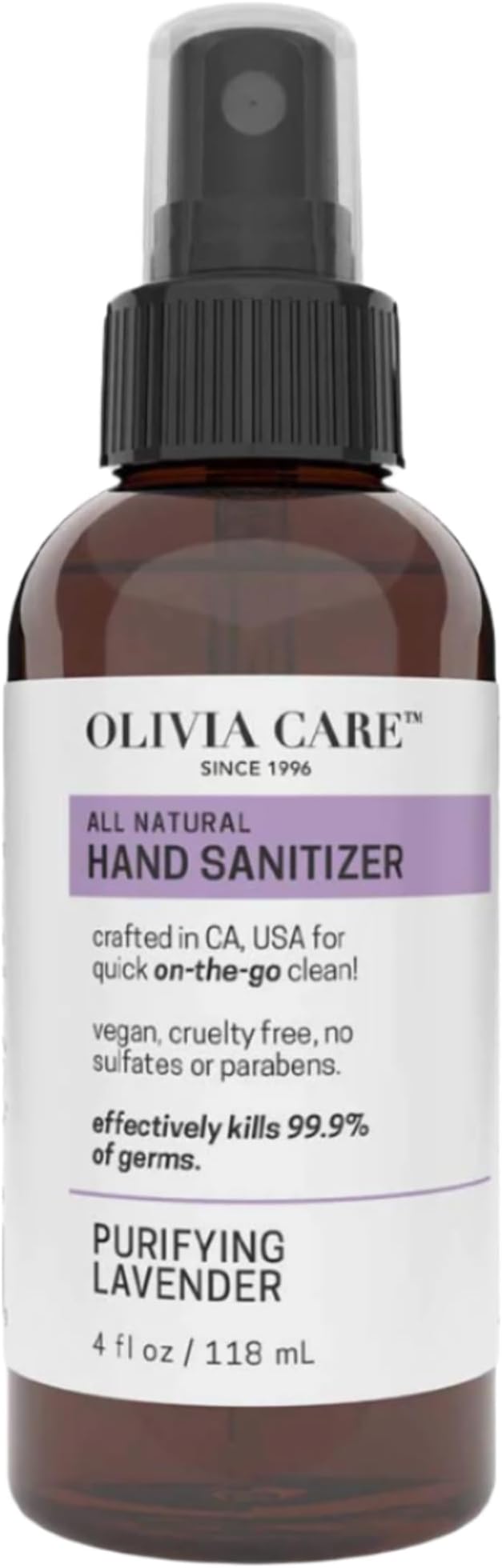 Hand Sanitizer Spray, Alcohol-Based with Lavender Essential Oil, Quick-Drying, Made in USA, 4 Fl Oz