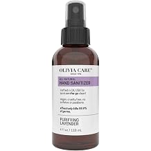 Olivia Care Hand Sanitizer Spray, Alcohol-Based with Lavender Essential Oil, Quick-Drying, Made in USA, 4 Fl Oz