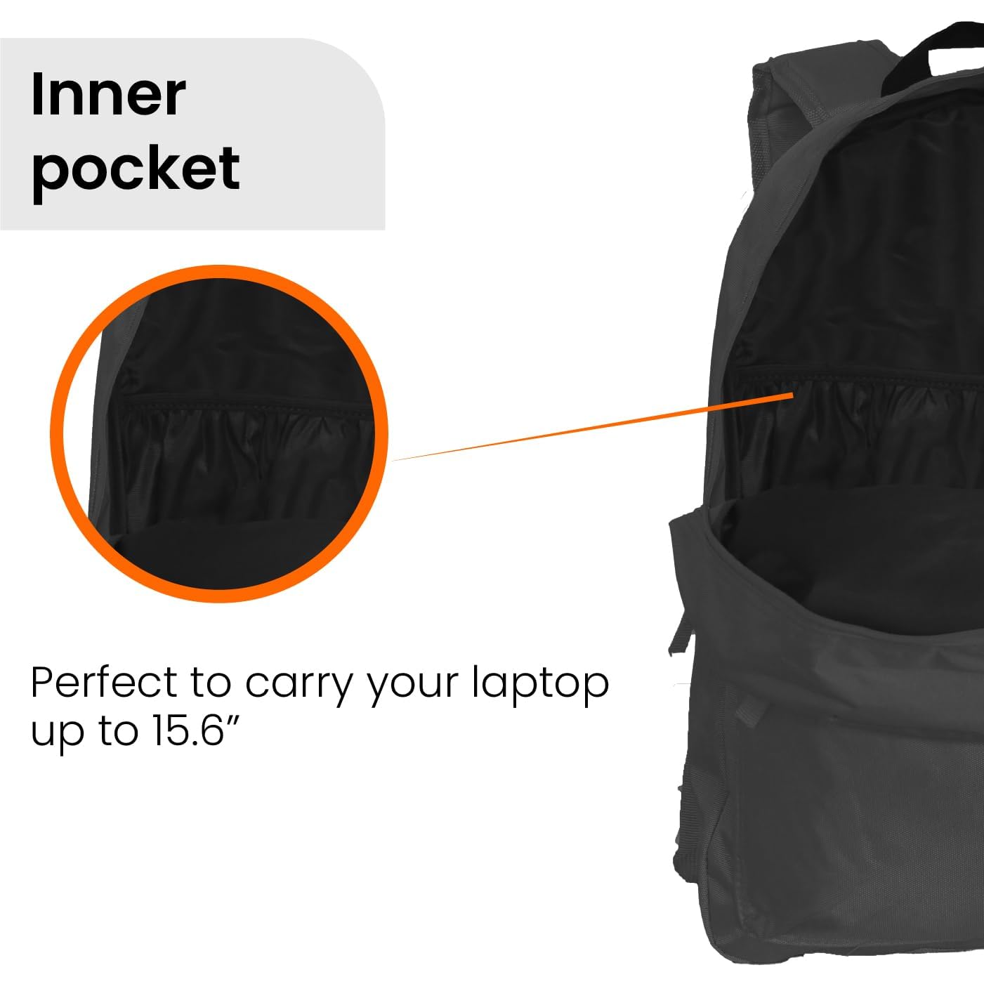 TECHMADE Zaino Scuola e Porta PC 15" Leggero e Capiente – Zaino Bagaglio a Mano 31.5x13.5x43 cm Compatibile Ryanair EasyJet – Multitasche Ergonomico per Lavoro, Scuola e Viaggi – UNISEX, (Nero)