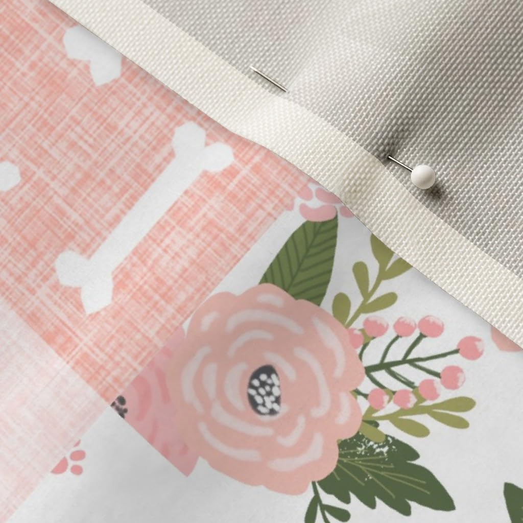 Spoonflower Fabric - Corgi Cheater Quilt Coordinates Dog Breed Florals Floral Corgis Printed on Upholstery Velvet Fabric Fat Quarter - Upholstery Home Decor Bottomweight Apparel