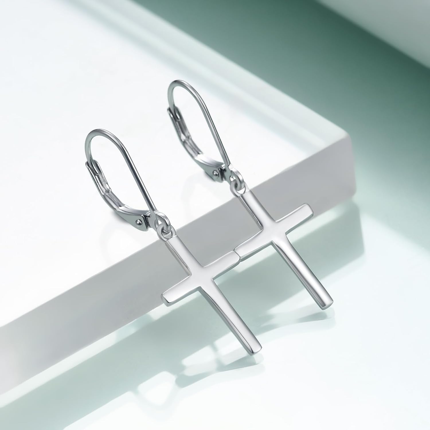 Rnivida 925 Sterling Silver Cross Dangle Drop Earrings for Women