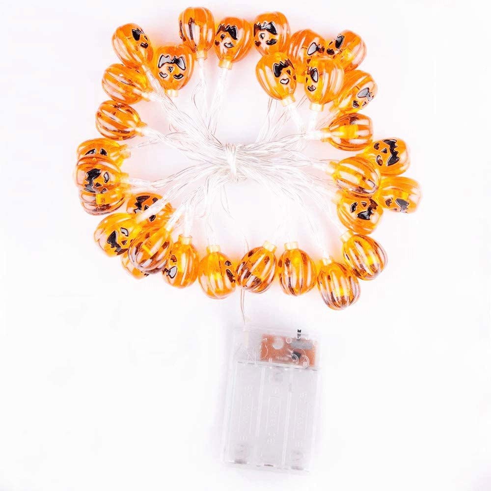 LIMUZI Pumpkin String Halloween Indoor And Outdoor Decoration Battery Powered IP44 Waterproof Rating Orange halloween string lights (Size : 4M40LED)