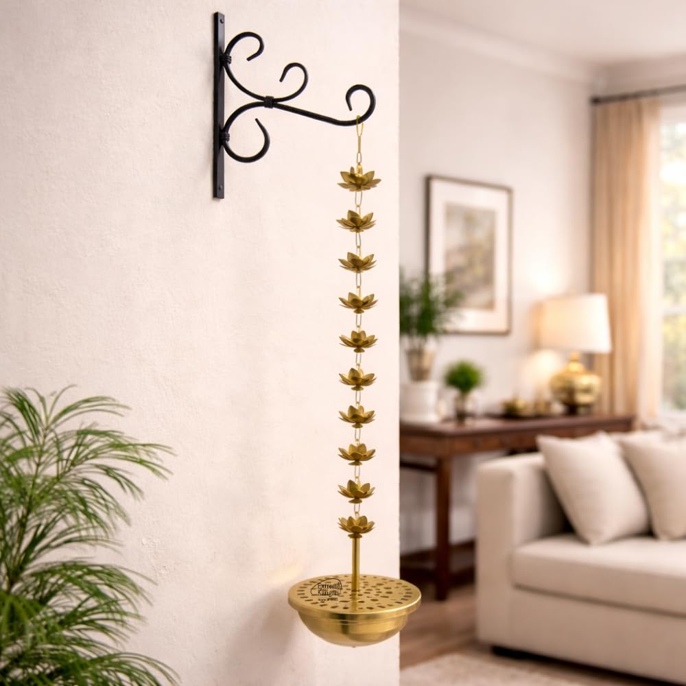 Extreme Karigari Flower Hanging insence Burner | Dhuna Loban Burner Dhooni Dhoop Dhuni |Hanging Dhoop Batti Agardan Hanging Decor (Pack of 1) (Gold/Bracket)