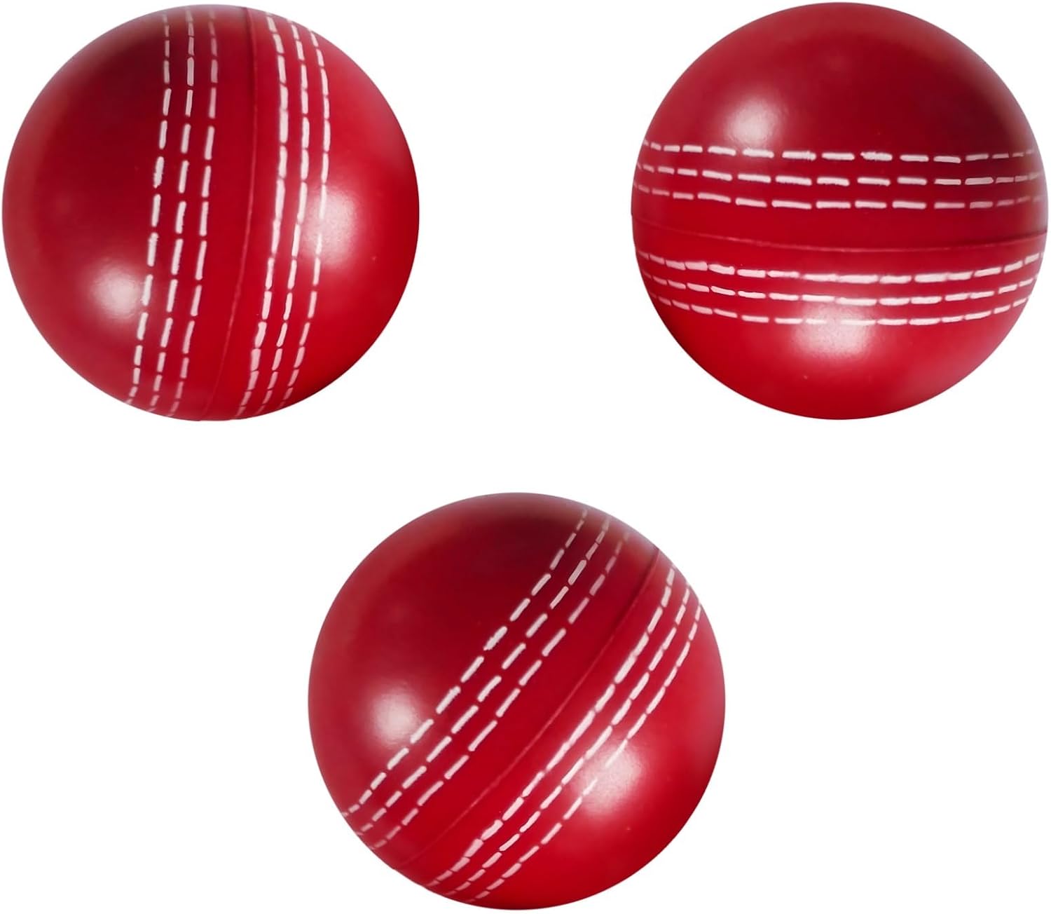 3-Piece Pu Cricket Balls, 2.5 in Soft Red Practice Balls with White Seam, Perfect for Skill Development and Family Fun