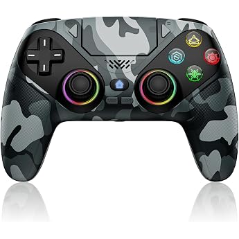 Dinosoo RGB Wireless-Controller f&uuml;r PS5/Pro/Slim/PC, Bluetooth-Gamepad mit Paddles auf der R&uuml;ckseite, Touchpad, Dual-Motor-Vi