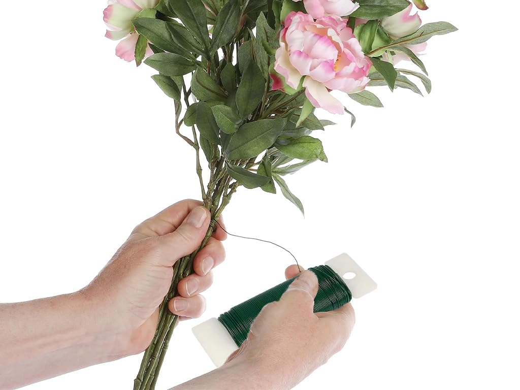 5 Pièces Bobine de Fil de Fer, Fil à Lier les Fleurs Vert, Fil de Fer pour Fleurs, Fil de Fer pour Art Floral, pour Guirlandes, Arrangements Floraux et Loisirs Créatifs, Vert, 35M