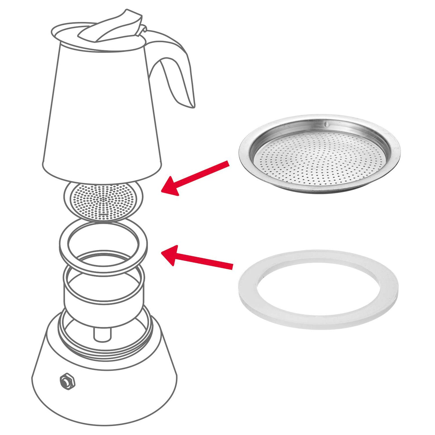 Westmark Brasilia Plus 24682260 - Cafetera italiana para 6 tazas de espresso, apta para inducción, acero inoxidable