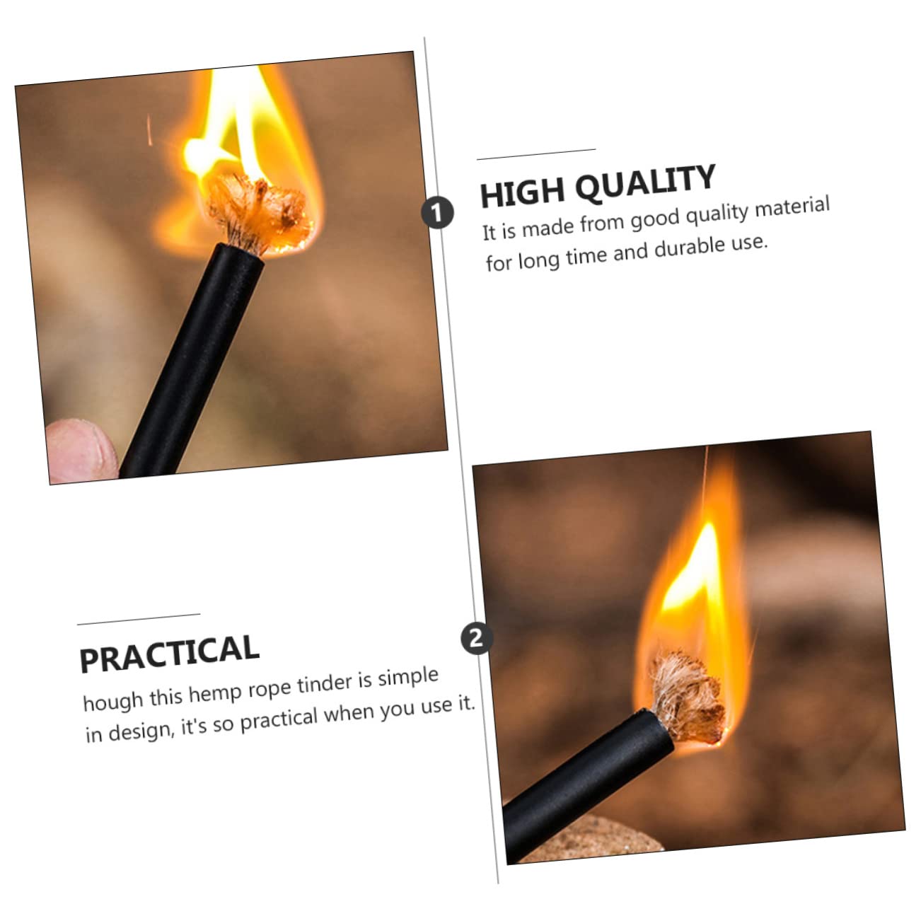 Sosoport 3sets Camping Fire Matchstick Rope Fire Starter Lightweight Portable for Outdoor Use 2pcs*3