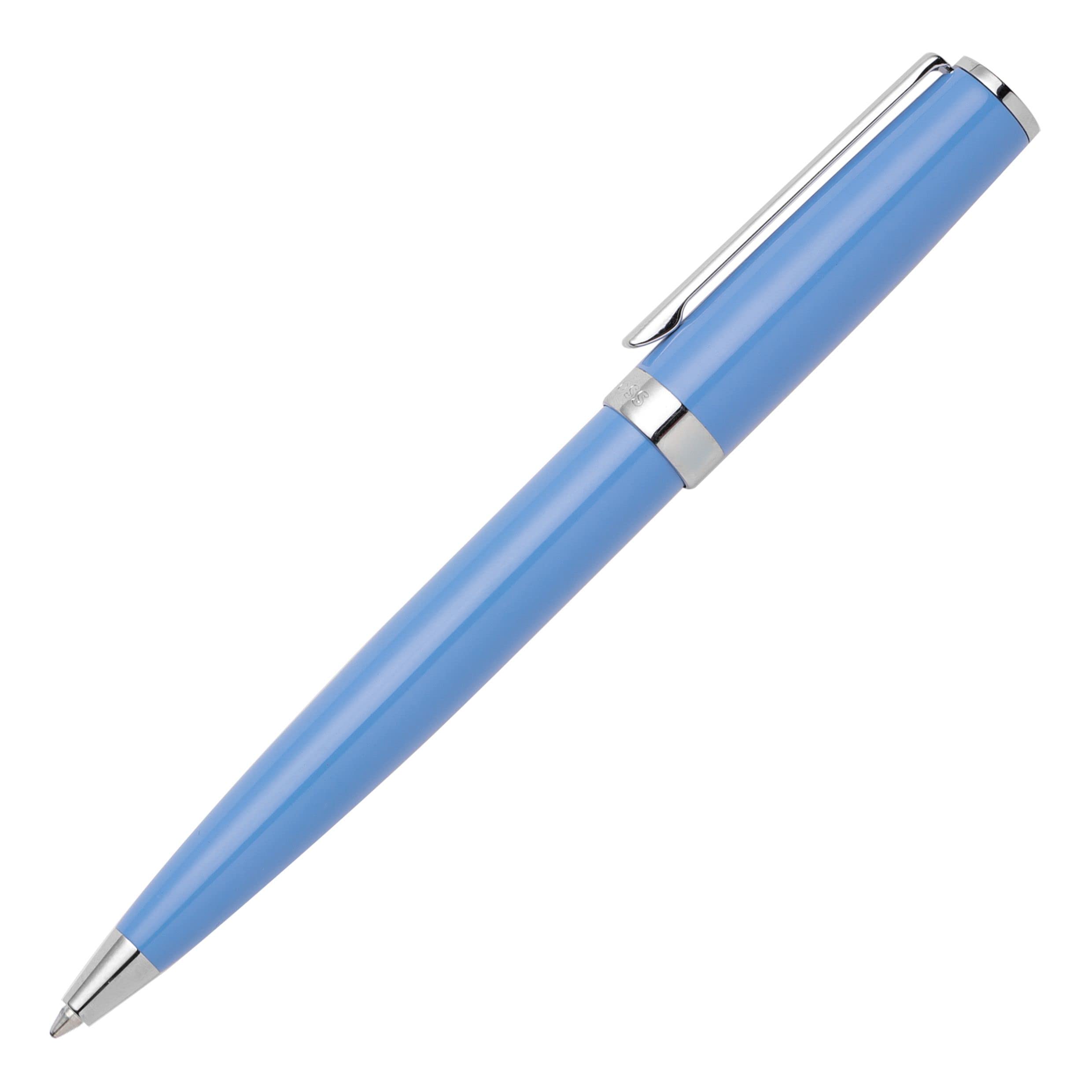 Hugo Boss Gear Icon HSN2544M długopis z mosiądzu z chromowaną powłoką w kolorze jasnoniebieskim, wymiary: 13,8 cm x 1,1 cm