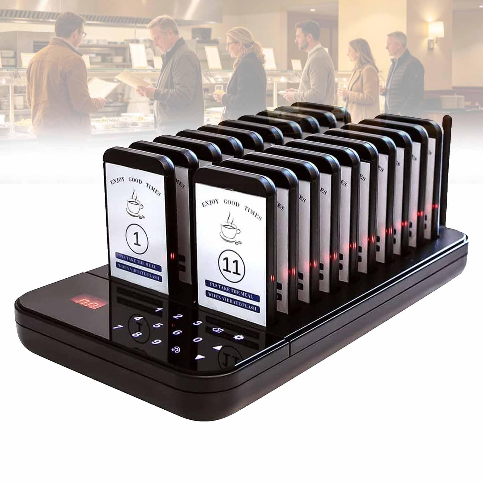 Localizador para clientes en terrazas y restaurantes con 20 receptores
