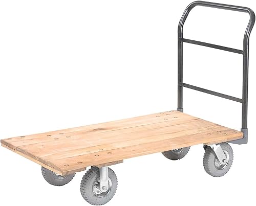 Global Industrial Camión con Plataforma con Cubierta de Madera Dura, 54 x 27, 1200 Lb. Capacidad, Ruedas Neumáticas de 8"