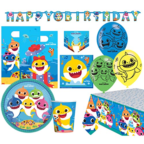 Kit de fête bébé shark amscan vaisselle jetable décoration anniversaire