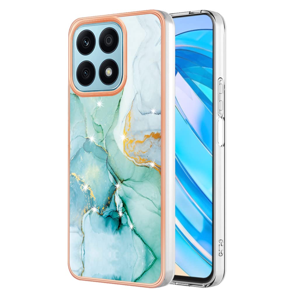 SEAHAI Cover Per Honor X8a In Silicone TPU, Sottile Con Glitter, Design Phnom Penh, Verde, Antiurto