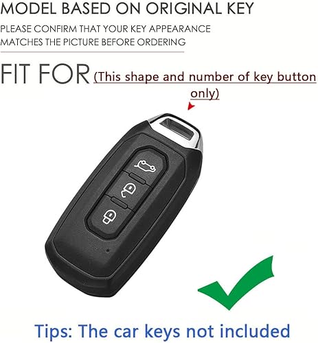 Miniatura 2 de SANRILY Funda luminosa de 3 botones para llavero Ford Territory 2023 2022 2021 de titanio EV sin llave con llavero plateado