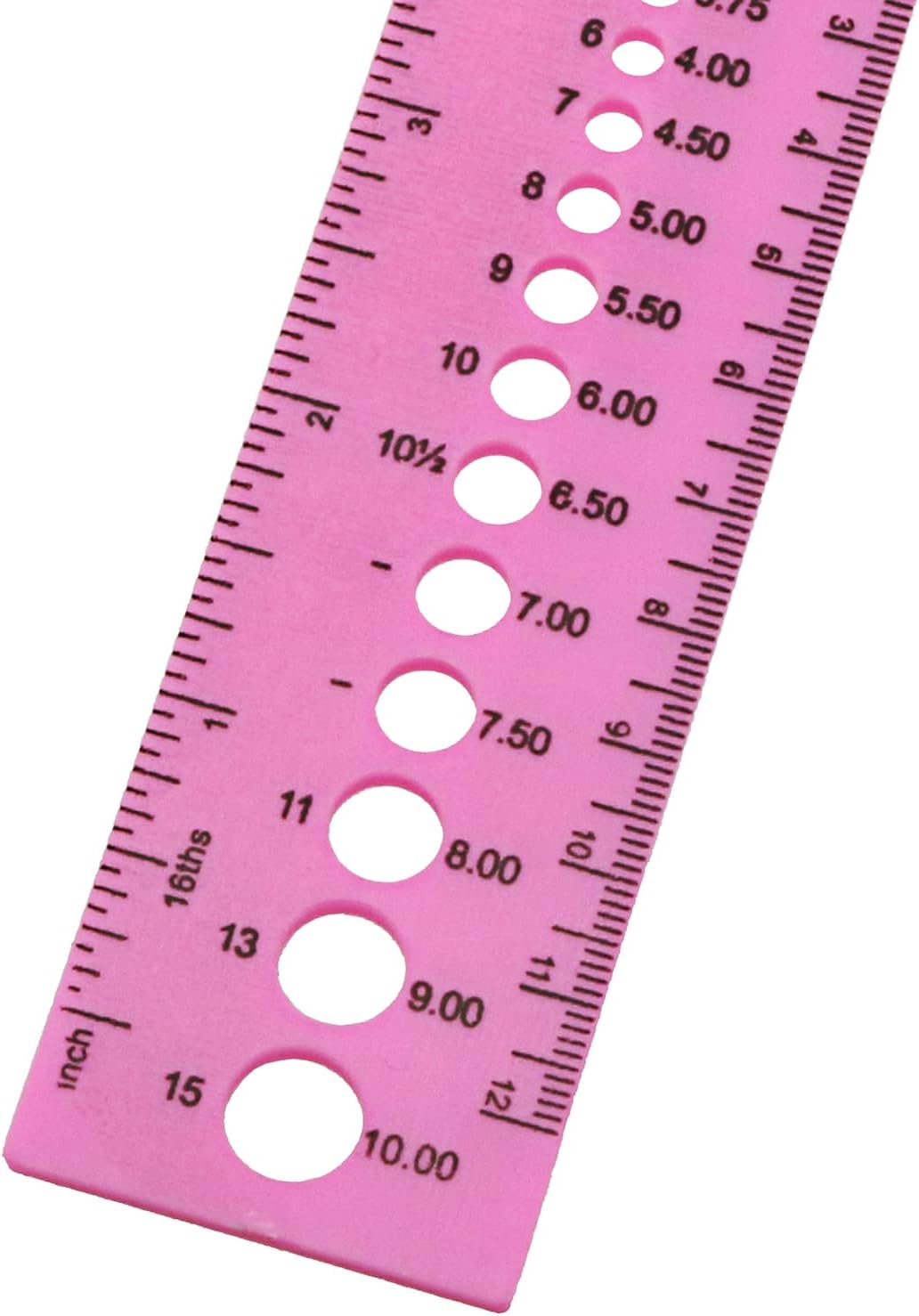 Knitting Needle Gauge DGZZI INCH CM Ruler Pink Plastic Knitting Needle Gauge Circle Geometric Template Ruler Student Measure Tool, Needle Sizing Gauge