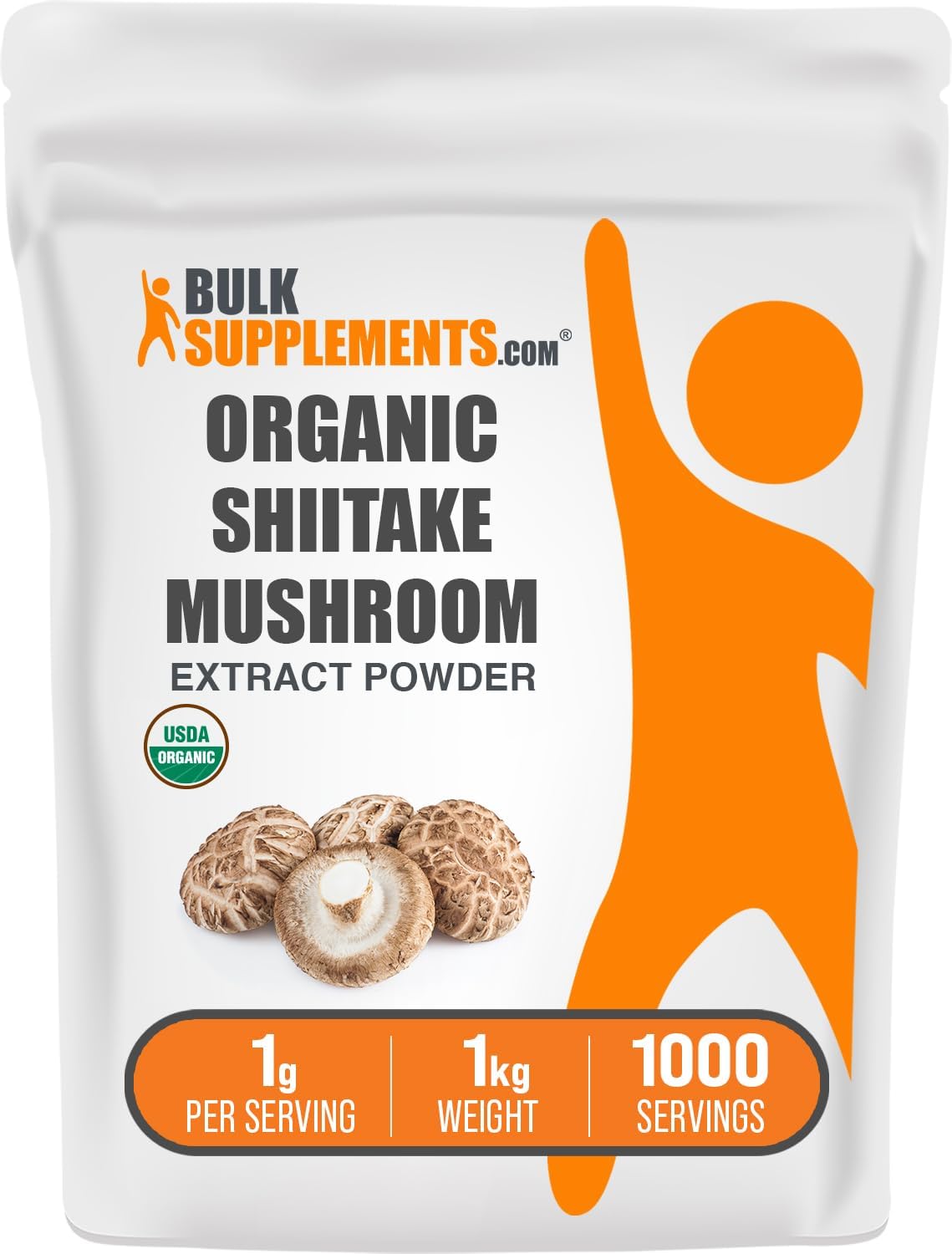 BulkSupplements.com Organic Shiitake Mushroom Extract Powder - Shiitake Mushroom Powder Supplement, Immune Support - Vegan & Gluten Free, 1g per Serving, 1kg (2.2 lbs) (Pack of 1)
