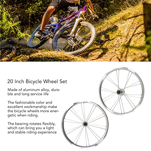 Conjunto de Rodas de Bicicleta Dobrável, Moderno Raio de Aço Inoxidável Prateado, Liga de Alumínio,