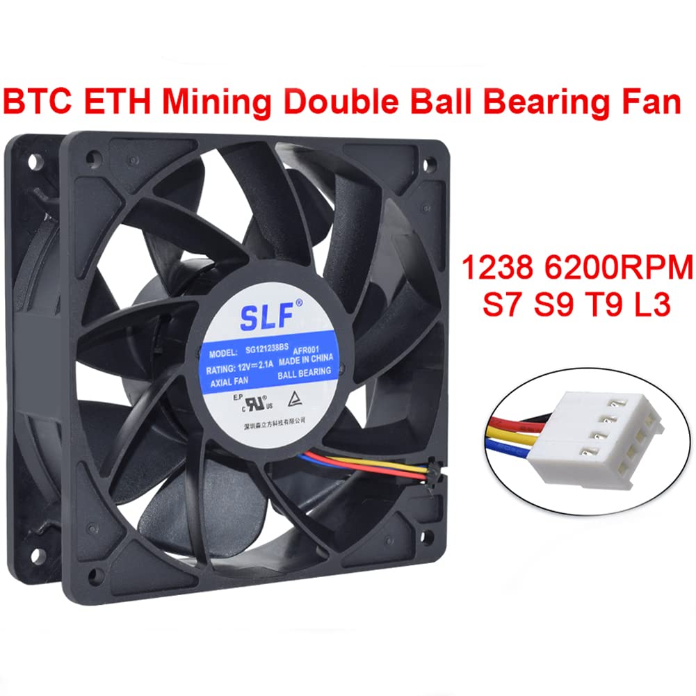 Amazon.co.jp: S7 S9 T9 L3 BTC ETH マイニングファン DC12V 2.1A 120 x 120 x 38mm用  SG121238BS ダブルボールベアリングクーラー : パソコン・周辺機器