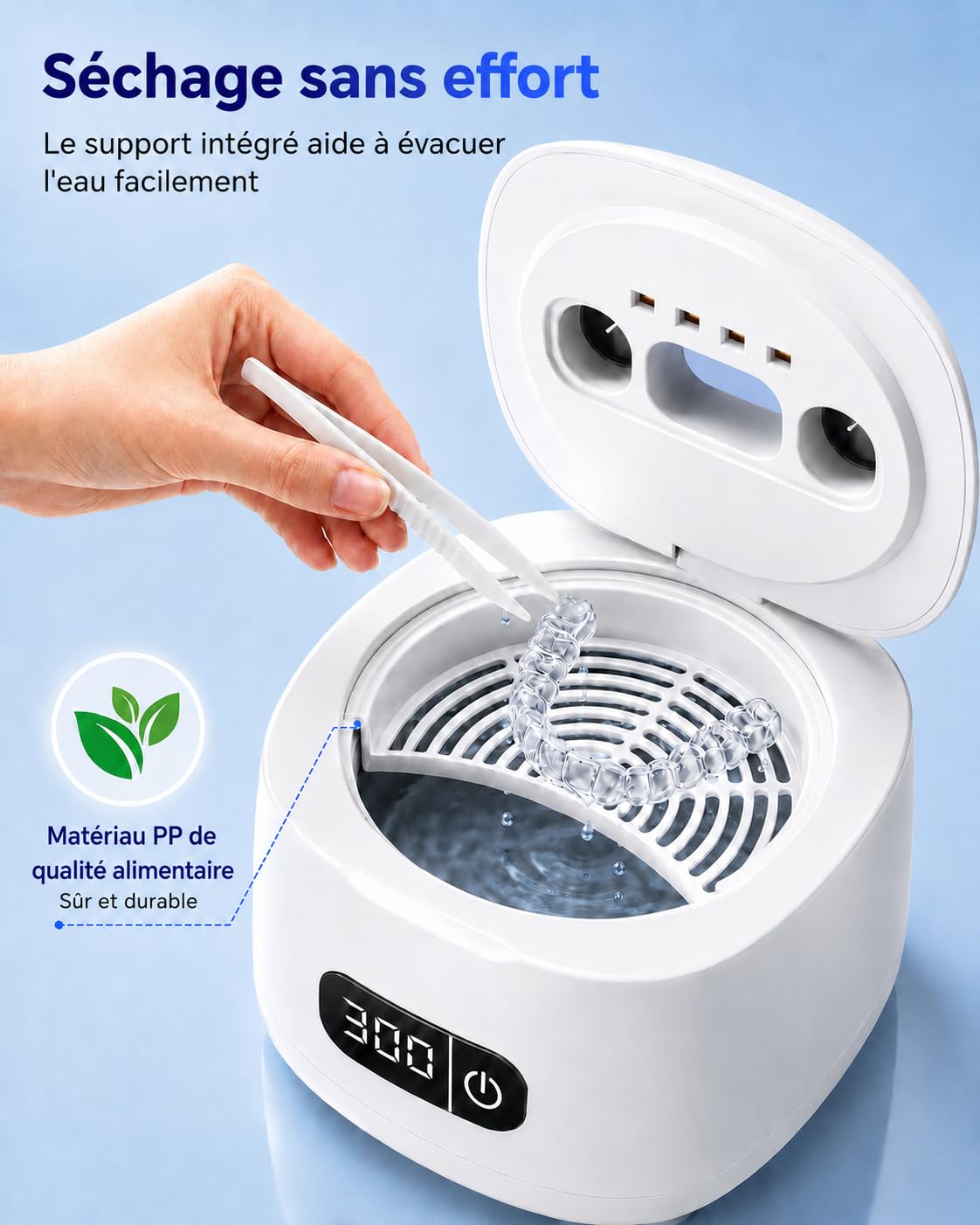 Pulitore ad ultrasuoni professionale da 600 ml, macchina per la pulizia ad alta frequenza con 5 modalità di timer automatico, ideale per gioielli in argento, occhiali, orologi e protesi dentarie