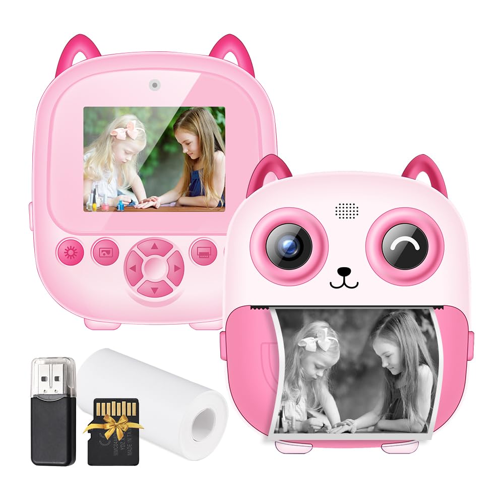Pepisky 1080P Kids Instant Print Camera Digital Camera for Kids Digital Video Camera Dual Lens 2.4 Inch IPS Screen Built-in Battery with 32GB TF Card USB Card Reader Thermal Printing Paper Neck Strap