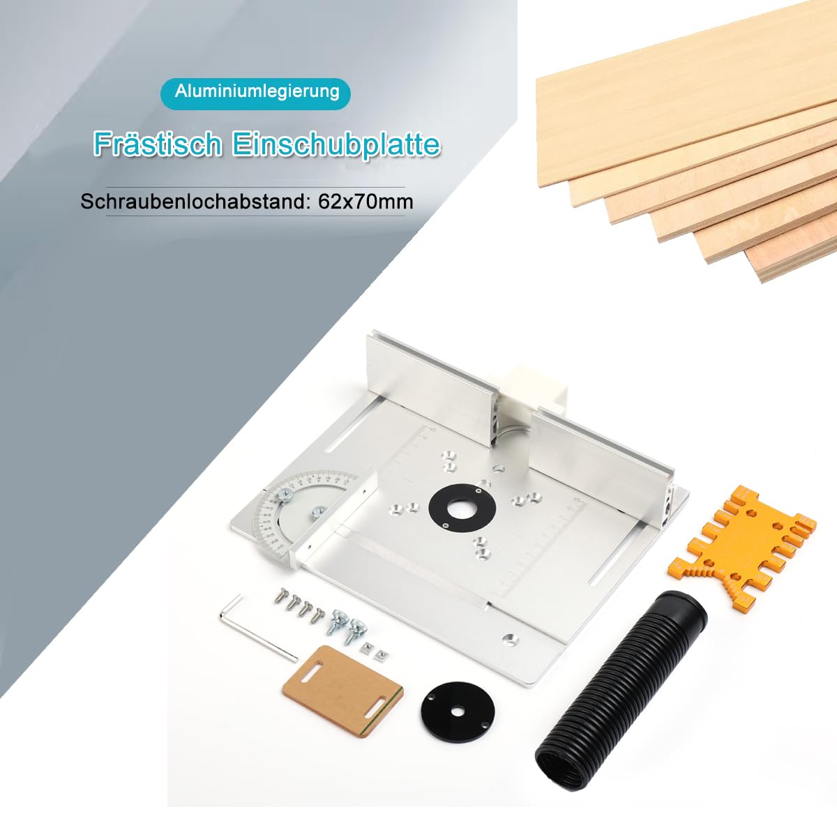 Set mit 4 Frästisch Einlegeplatte Oberfräse, Aluminium Oberfräsentisch,Frästisch Einlegeplatte HolzfräSer Einlegeplatte Werkzeug,Aluminiumlegierung für Oberfräse Tischfräse