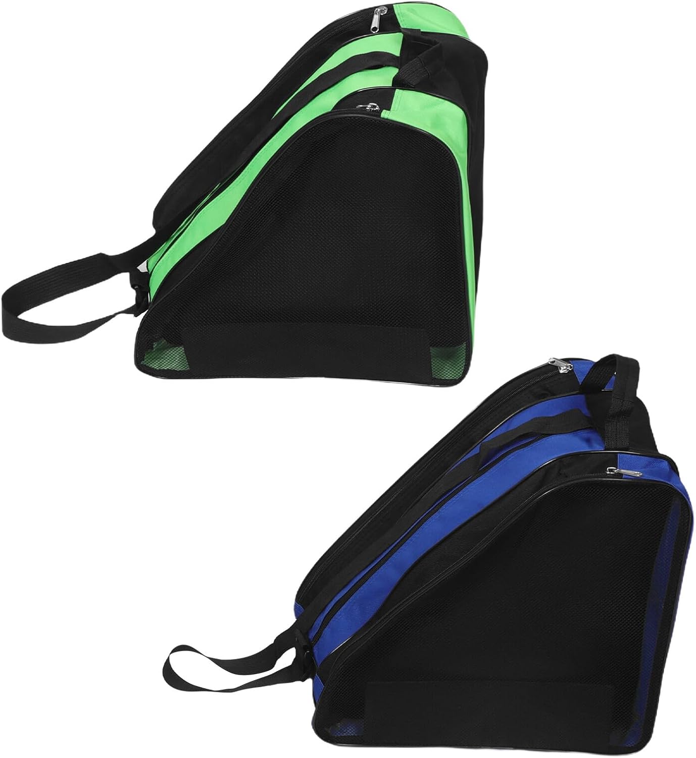 Homoyoyo 2pcs Roller Skate Bags with Zipper Thickened Breathable Skate Shoe Storage Pouch Adjustable Shoulder Straps Blue and Green Backpack Set for Skating